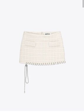 AREA Tweed Mini Skirt with Drawcord Trim